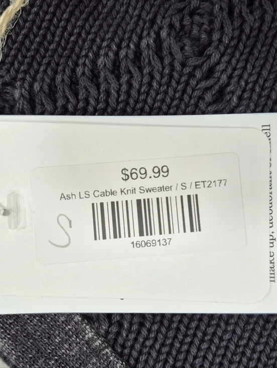 Easel cable knit cardigan sweater women's small ash gray burnout horn buttons - Picture 7 of 12